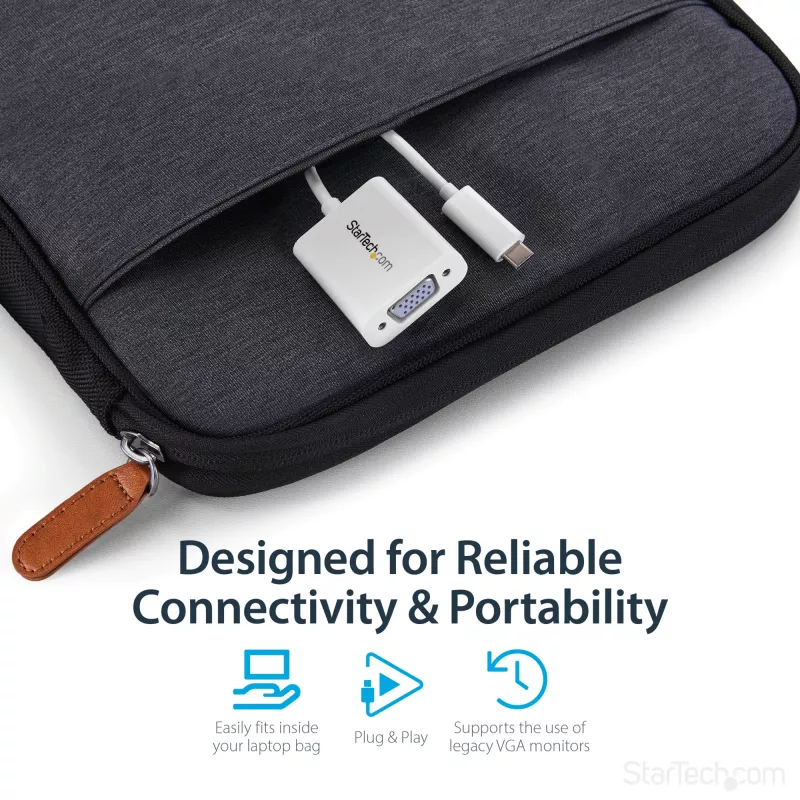StarTech.com Προσαρμογέας USB-C σε VGA - Λευκό, 3.2 Gen 1 (3.1 Gen 1), USB Type-C, έξοδος VGA (D-Sub), 1920 x 1200 pixel