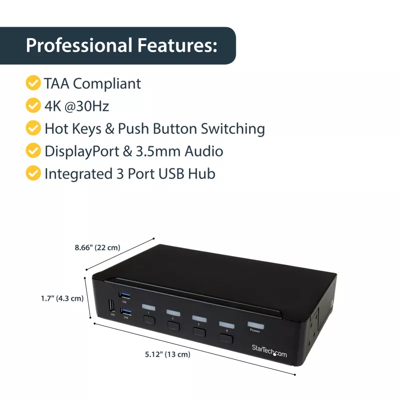 StarTech.com Διακόπτης KVM DisplayPort 4 θυρών - USB 3.0 - 4K 30Hz