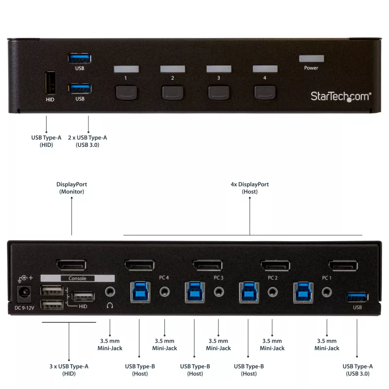 StarTech.com Διακόπτης KVM DisplayPort 4 θυρών - USB 3.0 - 4K 30Hz