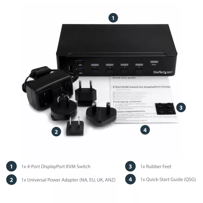 StarTech.com Διακόπτης KVM DisplayPort 4 θυρών - USB 3.0 - 4K 30Hz