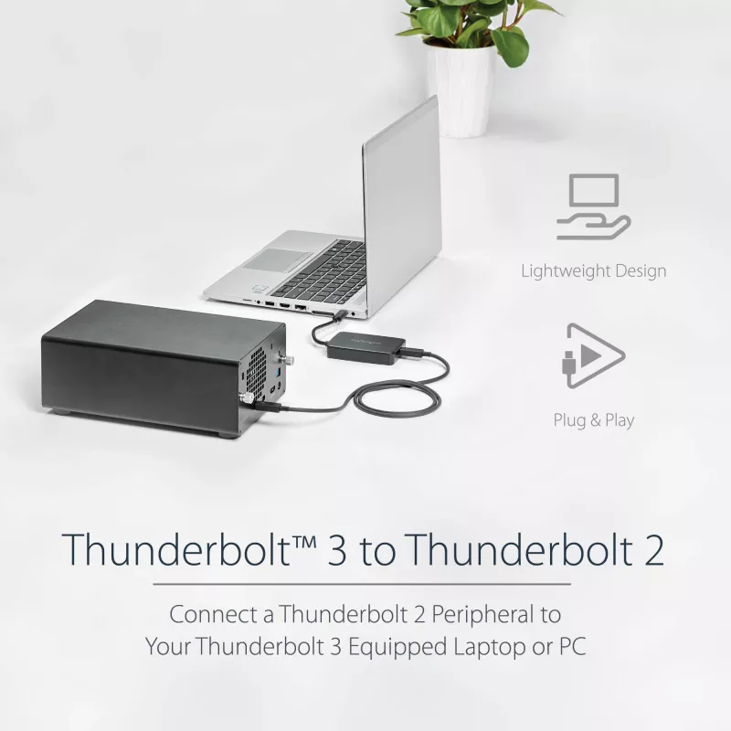 StarTech.com Προσαρμογέας Thunderbolt 3 σε Thunderbolt 2 – Φορητός υπολογιστής TB3 σε οθόνες & συσκευές TB2 – Μετατροπέας Thunderbolt 2 20 Gbit/s ή Thunderbolt 1 10 Gbit/s – Πιστοποιημένο Thunderbolt 3 – Windows/Mac