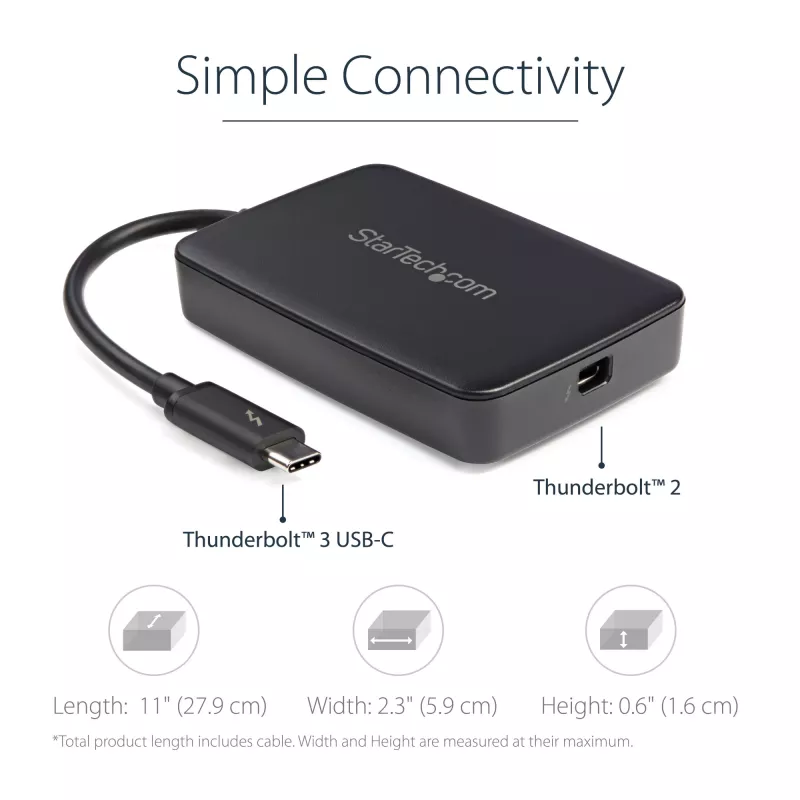 StarTech.com Προσαρμογέας Thunderbolt 3 σε Thunderbolt 2 – Φορητός υπολογιστής TB3 σε οθόνες & συσκευές TB2 – Μετατροπέας Thunderbolt 2 20 Gbit/s ή Thunderbolt 1 10 Gbit/s – Πιστοποιημένο Thunderbolt 3 – Windows/Mac
