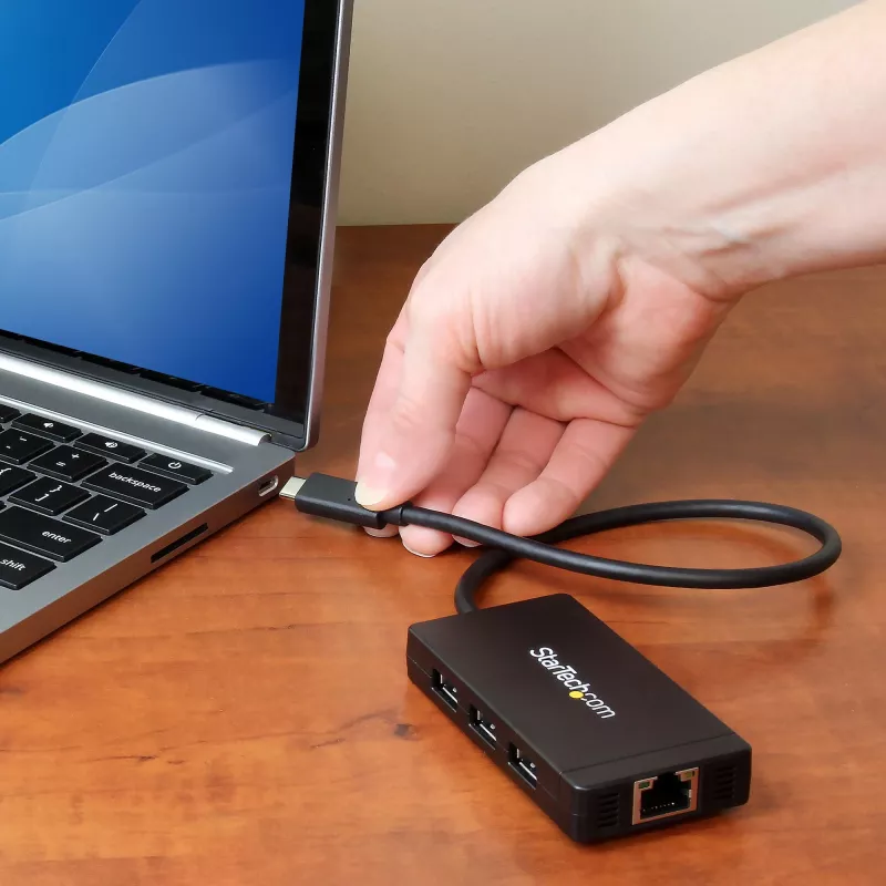 StarTech.com Hub USB 3.0 3 θυρών συν Gigabit Ethernet - USB-C - με τροφοδοτικό