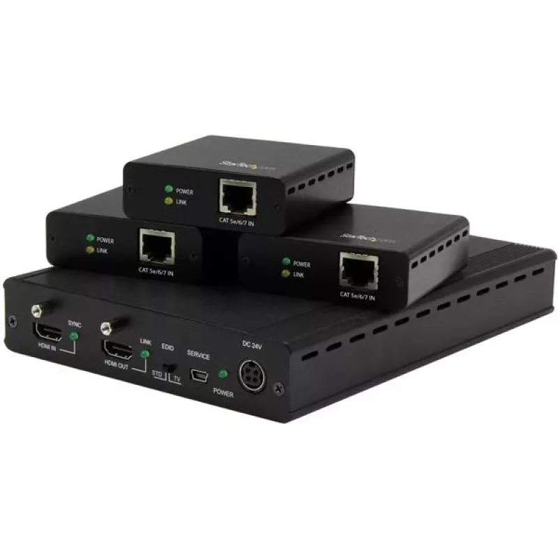 StarTech.com Κιτ επεκτατή HDBaseT 3 θυρών με 3 δέκτες - Διαχωριστής 1x3 HDMI μέσω CAT5e - Έως 4K