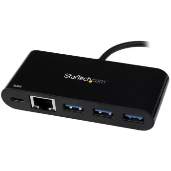 StarTech.com hub USB-C 3 θυρών με Gigabit Ethernet & 60 W Power Delivery Passthrough φόρτιση φορητού – USB-C σε 3x USB-A (USB 3.0 SuperSpeed 5 Gbit/s) – hub προσαρμογέα USB 3.1/3.2 Gen 1 Type-C