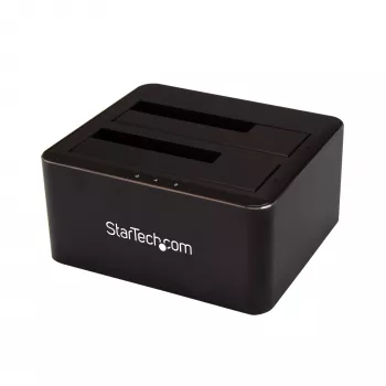 StarTech.com Σταθμός Σύνδεσης Δίσκων USB 3.0 σε SATA Dual-Bay, Σταθμός Δίσκων USB, Σταθμός Σύνδεσης Εξωτερικών 2,5/3,5 Ιντσών SATA I/II/III SSD/HDD, Θύρες Δίσκων Hot-Swap, Top-Loading