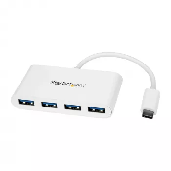 StarTech.com Hub USB-C 4 Θυρών με 4x Θύρες USB-A (USB 3.0 SuperSpeed 5 Gbit/s) – Τροφοδοσία από το BUS USB – Φορητός Αντάπτορας/Hub USB-C σε USB-A για Laptop – Hub Type-C USB 3.1 Gen 1/USB 3.2 Gen 1 – Λευκό