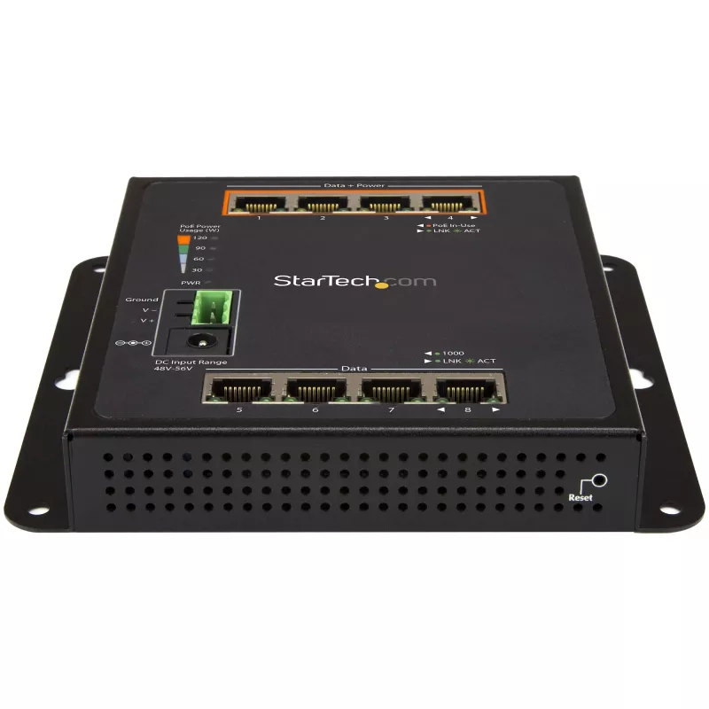 StarTech.com Βιομηχανικό Switch Gigabit PoE 8 Θυρών – 4 x PoE+ 30W – Power Over Ethernet – ενισχυμένο GbE Layer/L2 Managed Switch – ανθεκτικό Switch Gigabit Δικτύου Υψηλής Απόδοσης IP-30/-40 °C έως +75 °C – TAA