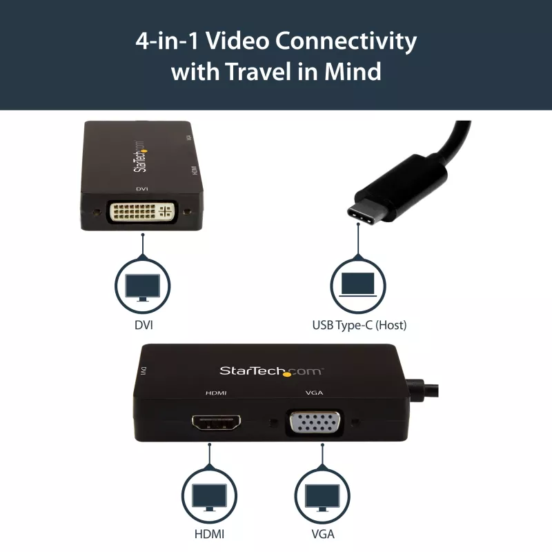StarTech.com Αντάπτορας Βίντεο Πολλαπλών Θυρών USB-C – 3 σε 1 – 4K 30 Hz – Μαύρο