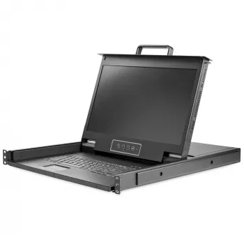 StarTech.com Κονσόλα KVM Rackmount HD 1080p - Single Port VGA KVM με οθόνη LCD 17 ιντσών για rack διακομιστή - Πλήρως εξοπλισμένο συρτάρι LCD KVM 1U με καλώδια & hardware - Υποστήριξη USB - 50.000 MTBF