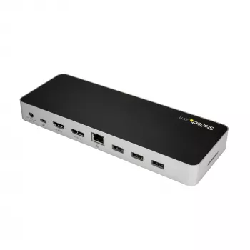 StarTech.com Θύρα USB-C – Dual-Monitor HDMI & DisplayPort 4K 30 Hz – Σταθμός σύνδεσης φορητού υπολογιστή USB Type-C 60 W Power Delivery, SD, Hub 4 θυρών USB-A 3.0, GbE, Ήχος – Συμβατό με Thunderbolt 3