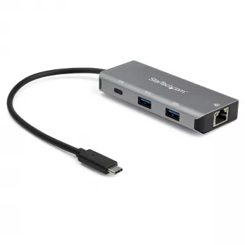 StarTech.com Hub USB-C 3 θυρών με Gigabit Ethernet RJ45 GbE – 2x USB-A, 1x USB-C – Προσαρμογέας hub SuperSpeed 10Gbps USB 3.1/3.2 Gen 2 Type-C – Τροφοδοτούμενο από USB bus – Αλουμίνιο – συμβατό με TB3~Hub USB-C 3 θυρών με Gigabit Ethernet RJ45 GbE – 2x USB-A, 1x USB-C – Προσαρμογέας hub SuperSpeed 10Gbps USB 3.2 Gen 2 Type-C – Τροφοδοτούμενο από USB bus – Αλουμίνιο – συμβατό με TB3