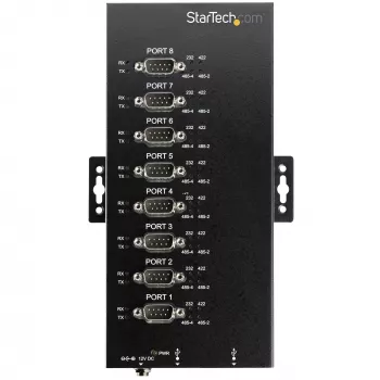 StarTech.com Hub σειριακός 8 θυρών Προσαρμογέας USB σε RS232/RS485/RS422 – Βιομηχανικός μετατροπέας-hub USB 2.0 σε DB9 Σειριακό – Πιστοποιημένο IP30 – Μεταλλικό hub σειριακό για τοποθέτηση σε ράγα DIN – Προστασία 15 kV ESD