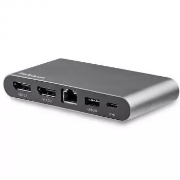 StarTech.com Dock USB-C – Οθόνη Dual 4K DisplayPort – Σταθμός σύνδεσης Mini laptop – 100 W Power Delivery Passthrough – GbE, Hub USB-A 2 θυρών – Προσαρμογέας USB Type-C Multiport – Καλώδιο 1 m