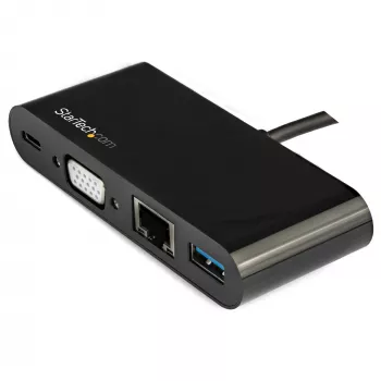 StarTech.com Προσαρμογέας USB-C Multiport – Mini dock USB-C με βίντεο VGA 1080p για μία οθόνη – 60 W Power Delivery Passthrough – USB 3.1 Gen 1 Type-A 5 Gbit/s, Gigabit Ethernet – Σταθμός σύνδεσης