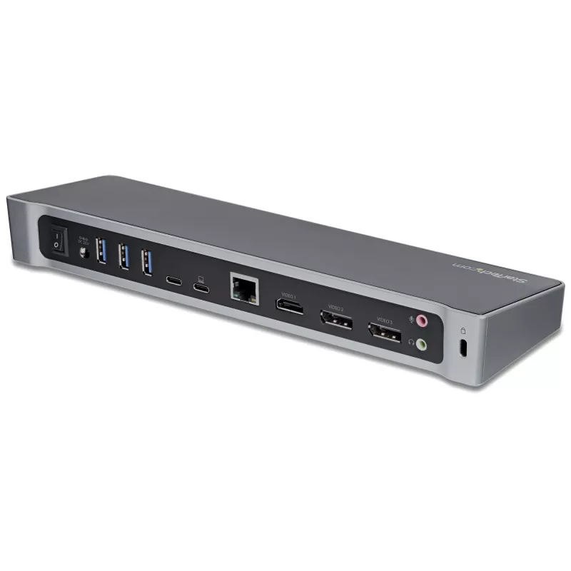 StarTech.com Dock USB-C 4K, Σταθμός σύνδεσης τριπλής οθόνης UHD 4K, Mac & Windows, USB-C σε HDMI & DisplayPort, 100W Power Delivery, Hub 5x USB 5Gbit/s – TAA