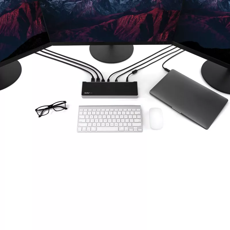 StarTech.com Dock USB-C 4K, Σταθμός σύνδεσης τριπλής οθόνης UHD 4K, Mac & Windows, USB-C σε HDMI & DisplayPort, 100W Power Delivery, Hub 5x USB 5Gbit/s – TAA