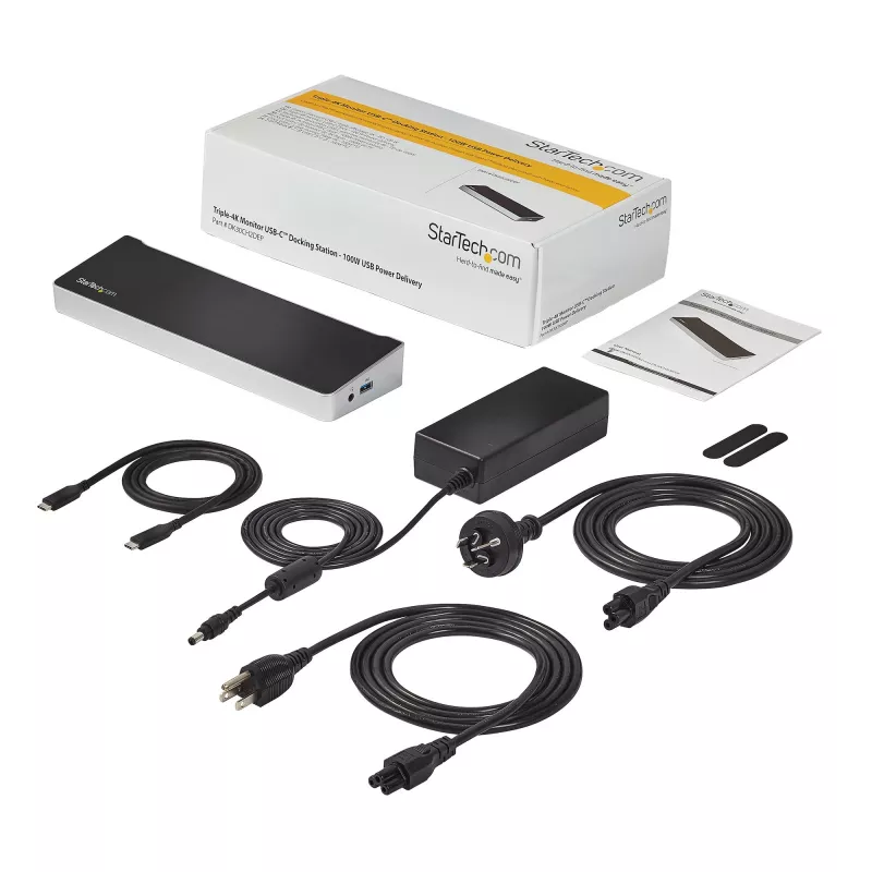 StarTech.com Dock USB-C 4K, Σταθμός σύνδεσης τριπλής οθόνης UHD 4K, Mac & Windows, USB-C σε HDMI & DisplayPort, 100W Power Delivery, Hub 5x USB 5Gbit/s – TAA
