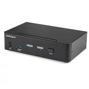 StarTech.com Διακόπτης KVM DisplayPort 2 θυρών - 4K 60Hz - Μονής οθόνης - Διακόπτης KVM Dual-Port UHD DP 1.2 USB με ενσωματωμένο hub USB 3.0 & Ήχο - Dell HP Apple Lenovo - Συμμορφούμενο με TAA