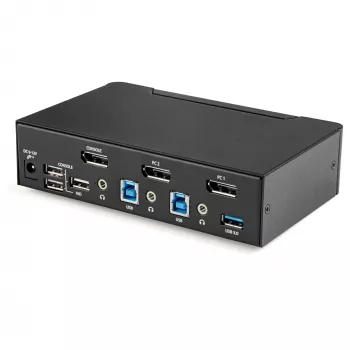 StarTech.com Διακόπτης KVM DisplayPort 2 θυρών - 4K 60Hz - Μονής οθόνης - Διακόπτης KVM Dual-Port UHD DP 1.2 USB με ενσωματωμένο hub USB 3.0 & Ήχο - Dell HP Apple Lenovo - Συμμορφούμενο με TAA