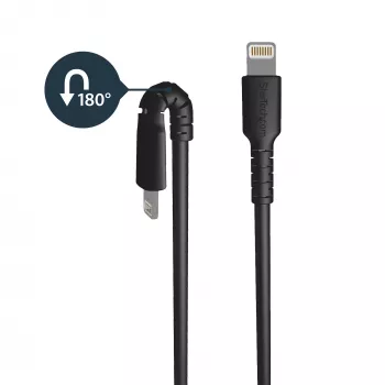 StarTech.com Καλώδιο USB-A σε Lightning μαύρο ανθεκτικό 6 πόδια (2 m) – Καλώδιο φόρτισης/συγχρονισμού USB Type-A σε Lightning ανθεκτικό με ίνες Aramid – Πιστοποιημένο Apple MFi για iPad/iPhone 12