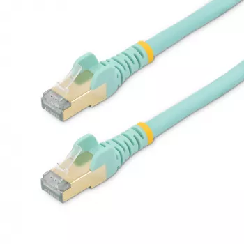 StarTech.com Καλώδιο Ethernet CAT6a 5m – 10 Gigabit θωρακισμένο προστασία γλωττίδας RJ45 100W PoE Καλώδιο patch – Καλώδιο δικτύου 10GbE STP με ανακούφιση καταπόνησης – Aqua ελεγμένο μεμονωμένα/καλωδίωση πιστοποιημένη UL/TIA