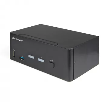 StarTech.com Διακόπτης KVM HDMI 2 θυρών για διπλή οθόνη – 4K 60 Hz Ultra HD HDR – Επιτραπέζιος διακόπτης KVM HDMI 2.0 4K με hub USB 3.0 2 θυρών (5 Gbit/s) & 4x USB 2.0 HID, Ήχος – Εναλλαγή με hotkey – TAA