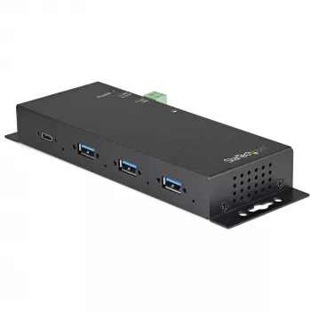 StarTech.com Hub USB C 4 θυρών 10Gbps – Βιομηχανικό μεταλλικό hub USB Type-C με 3xUSB-A και 1xUSB-C – Προστασία ESD και υπέρτασης – Host USB-C ή USB-A – Αυτοτροφοδοτούμενο hub USB 3.2/3.1 Gen 2 με δυνατότητα τοποθέτησης