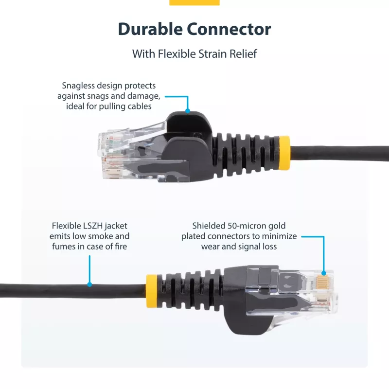 StarTech.com Καλώδιο CAT6 1 m – Λεπτό – Βύσματα RJ45 χωρίς προεξοχές – Γκρι
