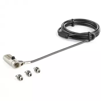 StarTech.com 6,5' (2m) Κλειδαριά καλωδίου 3 σε 1 για φορητό υπολογιστή - Κλειδαριά ασφαλείας με 4ψήφιο κωδικό για φορητό/επιτραπέζιο, συμβατή με K-Slot, Nano & Wedge-Slot - Αντικλεπτικό καλώδιο ατσαλιού