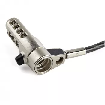 StarTech.com 6,5' (2m) Κλειδαριά καλωδίου 3 σε 1 για φορητό υπολογιστή - Κλειδαριά ασφαλείας με 4ψήφιο κωδικό για φορητό/επιτραπέζιο, συμβατή με K-Slot, Nano & Wedge-Slot - Αντικλεπτικό καλώδιο ατσαλιού