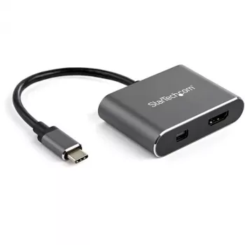 StarTech.com Πολυθυρικός προσαρμογέας βίντεο USB-C – Προσαρμογέας οθόνης USB-C σε HDMI 2.0 ή Mini DisplayPort 1.2 4K 60 Hz – Μετατροπέας οθόνης USB Type-C 2 σε 1 HDMI/MDP HBR2 HDR – Συμβατός με TB3