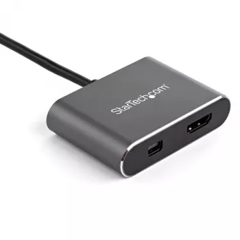 StarTech.com Πολυθυρικός προσαρμογέας βίντεο USB-C – Προσαρμογέας οθόνης USB-C σε HDMI 2.0 ή Mini DisplayPort 1.2 4K 60 Hz – Μετατροπέας οθόνης USB Type-C 2 σε 1 HDMI/MDP HBR2 HDR – Συμβατός με TB3