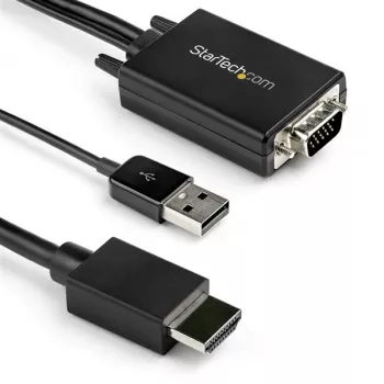 StarTech.com Καλώδιο μετατροπέα VGA σε HDMI 2m με υποστήριξη USB ήχου και τροφοδοσία – Καλώδιο προσαρμογέα αναλογικού σε ψηφιακό βίντεο για σύνδεση υπολογιστή VGA σε οθόνη HDMI – Καλώδιο οθόνης 1080p αρσενικό σε αρσενικό