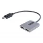 StarTech.com DP σε Dual HDMI MST HUB - Dual HDMI 4K 60Hz - Προσαρμογέας DisplayPort πολλαπλών οθονών με καλώδιο 30 cm - DP 1.4 Multi Stream Transport Hub, DSC | HBR3 - Διαχωριστής DP σε HDMI