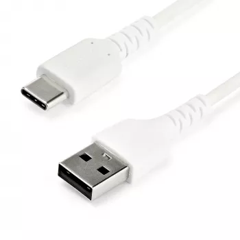StarTech.com Καλώδιο φόρτισης USB-A σε USB-C 2m – Ανθεκτικό καλώδιο δεδομένων γρήγορης φόρτισης και συγχρονισμού USB 2.0 σε USB Type-C – Ανθεκτικό περίβλημα TPE ίνα Aramid M/M 3A Λευκό – Samsung S10, iPad Pro, Pixel