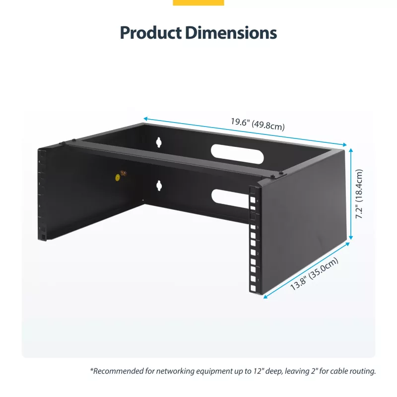 StarTech.com Επιτοίχιο Rack Δικτύου 4U – βάθους 14 inch (flaches Profil) – Βάση Patch Panel 19 inch για επίπεδους server και εξοπλισμό IT, network switches – Αντοχή 20 kg, Μαύρο