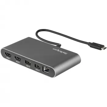 StarTech.com Dual-Monitor Thunderbolt Mini Dock, 4K 60Hz HDMI, hub χωρίς οδηγούς για Windows & Mac, Gigabit Ethernet, 1 x USB 5Gbps & 1x USB 2.0, καλώδιο 28 cm