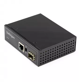 StarTech.com PoE+ Βιομηχανικός Μετατροπέας Μέσων Οπτικής Ίνας σε Ethernet 60W – SFP σε RJ45 – Singlemode/Multimode Οπτική Ίνα σε Χάλκινο Gigabit Ethernet – Συμπαγές μέγεθος – IP30/ -40 έως +75 °C