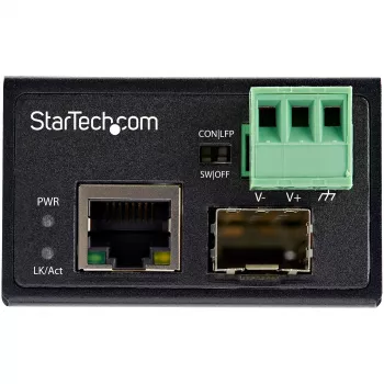 StarTech.com Βιομηχανικός Μετατροπέας Μέσων Οπτικής Ίνας σε Ethernet – 100 Mbit/s SFP σε RJ45/Cat6 – Singlemode/Multimode οπτική ίνα σε χάλκινο δίκτυο – 12-56 V DC – IP-30 / -40 έως +75 °C