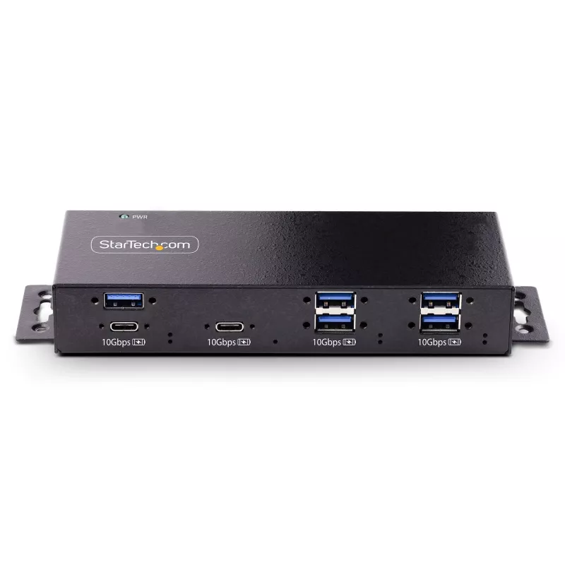 StarTech.com Βιομηχανικό Hub USB 10Gbps 7 θυρών με τροφοδοτικό, μέταλλο, τοποθετήσιμο, 5x USB-A και 2x USB-C Downstream θύρες, προστασία ESD, Powered USB-Hub, TAA