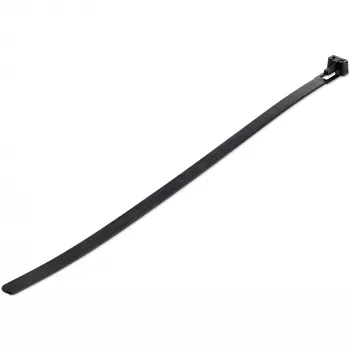 StarTech.com Επαναχρησιμοποιήσιμα δεματικά 10 inch (25cm) - πλάτος 1/4 inch (7mm), διάμετρος δέσμης 2-1/2 inch (65mm), αντοχή εφελκυσμού 50lb (22kg), Αποσπώμενα δεματικά Nylon, Εσωτερικού/Εξωτερικού χώρου, 94V-2/UL Listed, Συσκευασία 100 τεμ. - Μαύρο