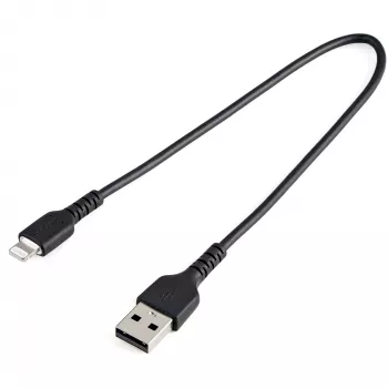 StarTech.com 30cm ανθεκτικό μαύρο καλώδιο USB-A σε Lightning – βαρέως τύπου τραχύ καλώδιο φόρτισης/συγχρονισμού USB Type-A σε Lightning με ίνες αραμιδίου – πιστοποιημένο Apple MFi iPad/iPhone 12