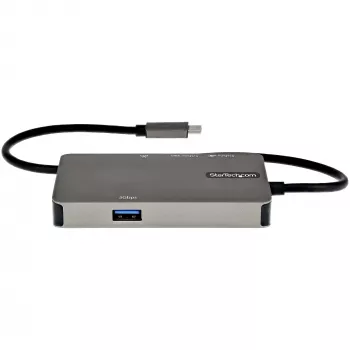 StarTech.com πολυθύρα προσαρμογέας USB-C – USB-C σε 4K 30Hz HDMI ή 1080p VGA – μίνι dock USB Type-C με 100W Power Delivery Passthrough, 3 θυρών USB hub 5Gbps, GbE – 12″ (30 cm) ενσωματωμένο καλώδιο