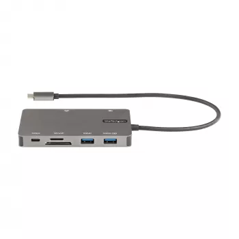 StarTech.com πολυθύρα προσαρμογέας USB-C – HDMI 4K 30Hz ή VGA Travel Dock – 5Gbps USB 3.0 hub (θύρες USB-A/USB-C) – 100W Power Delivery – SD/Micro SD – GbE – καλώδιο 30cm – μίνι dock USB-C