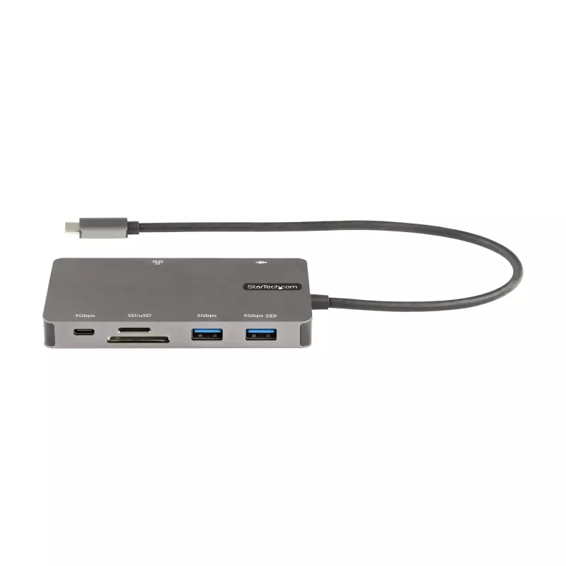 StarTech.com πολυθύρα προσαρμογέας USB-C – HDMI 4K 30Hz ή VGA Travel Dock – 5Gbps USB 3.0 hub (θύρες USB-A/USB-C) – 100W Power Delivery – SD/Micro SD – GbE – καλώδιο 30cm – μίνι dock USB-C