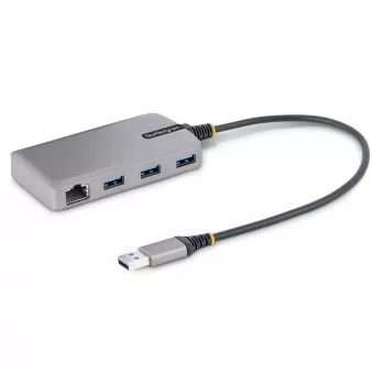 StarTech.com hub USB 3 θυρών με Ethernet - 3x θύρες USB-A - Gigabit Ethernet (RJ-45) - USB 3.0 5Gbit/s - bus-powered - καλώδιο 30 cm - φορητός προσαρμογέας hub USB laptop με GbE