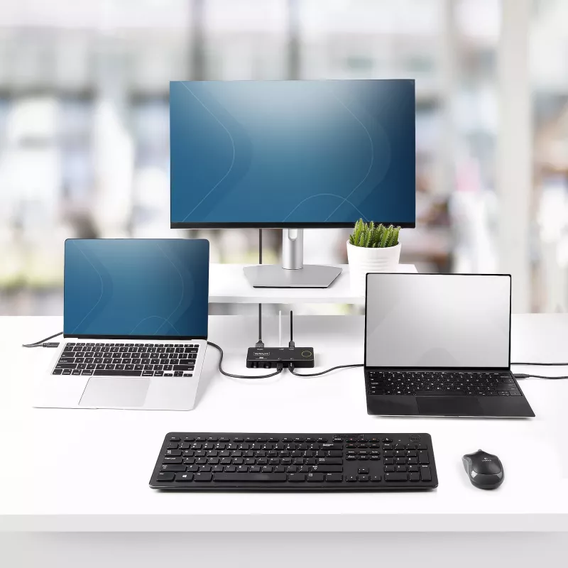 StarTech.com διακόπτης KVM USB-C 2 θυρών, μονή οθόνη 4K 60Hz HDMI, διπλές θύρες 100W Power Delivery Pass-through, bus powered, συμβατός με USB Type-C/USB4/Thunderbolt 3/4 – Small Form Factor