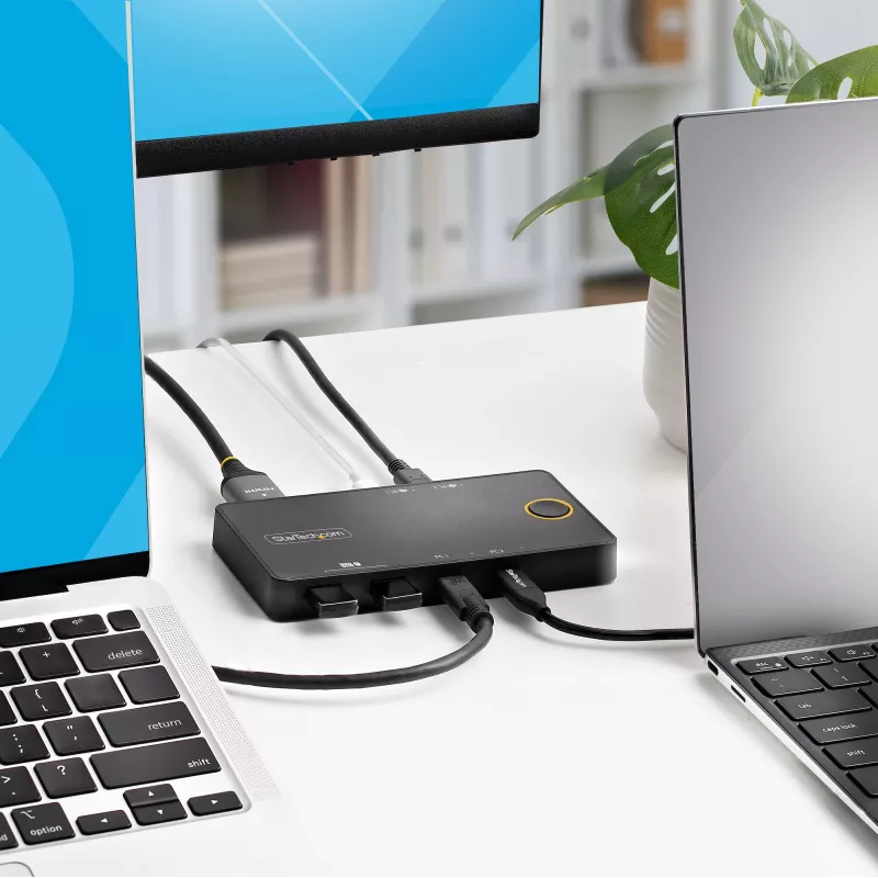 StarTech.com διακόπτης KVM USB-C 2 θυρών, μονή οθόνη 4K 60Hz HDMI, διπλές θύρες 100W Power Delivery Pass-through, bus powered, συμβατός με USB Type-C/USB4/Thunderbolt 3/4 – Small Form Factor
