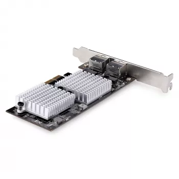 StarTech.com κάρτα προσαρμογέα δικτύου PCIe 10GbE 2 θυρών, κάρτα δικτύου για PC/server, κάρτα Ethernet PCIe έξι ταχυτήτων με υποστήριξη Jumbo Frame, κάρτα διασύνδεσης NIC/LAN, 10GBASE-T και NBASE-T